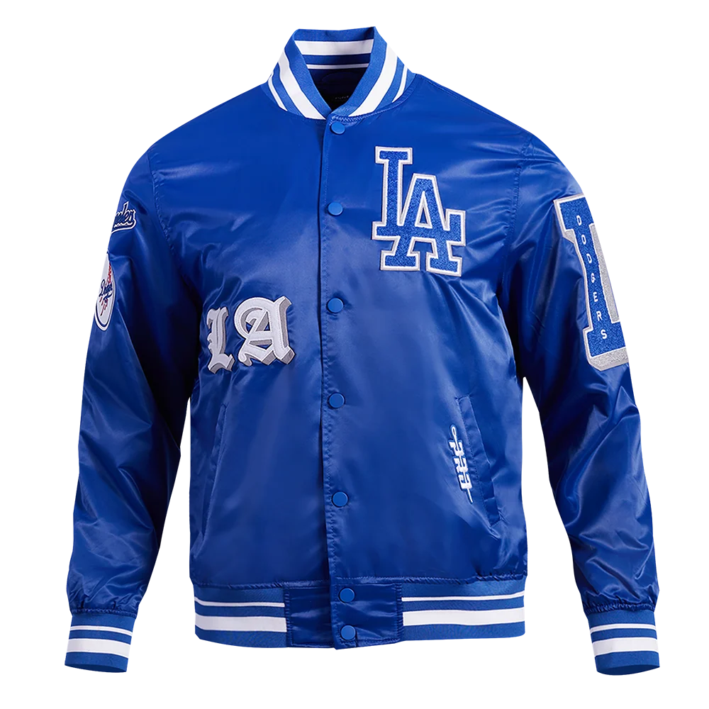 LOS ANGELES DODGERS OLD ENGLISH MEN'S RIB SATIN JACKET