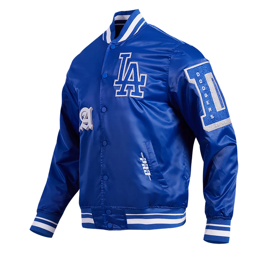LOS ANGELES DODGERS OLD ENGLISH MEN'S RIB SATIN JACKET-thumbmail-3