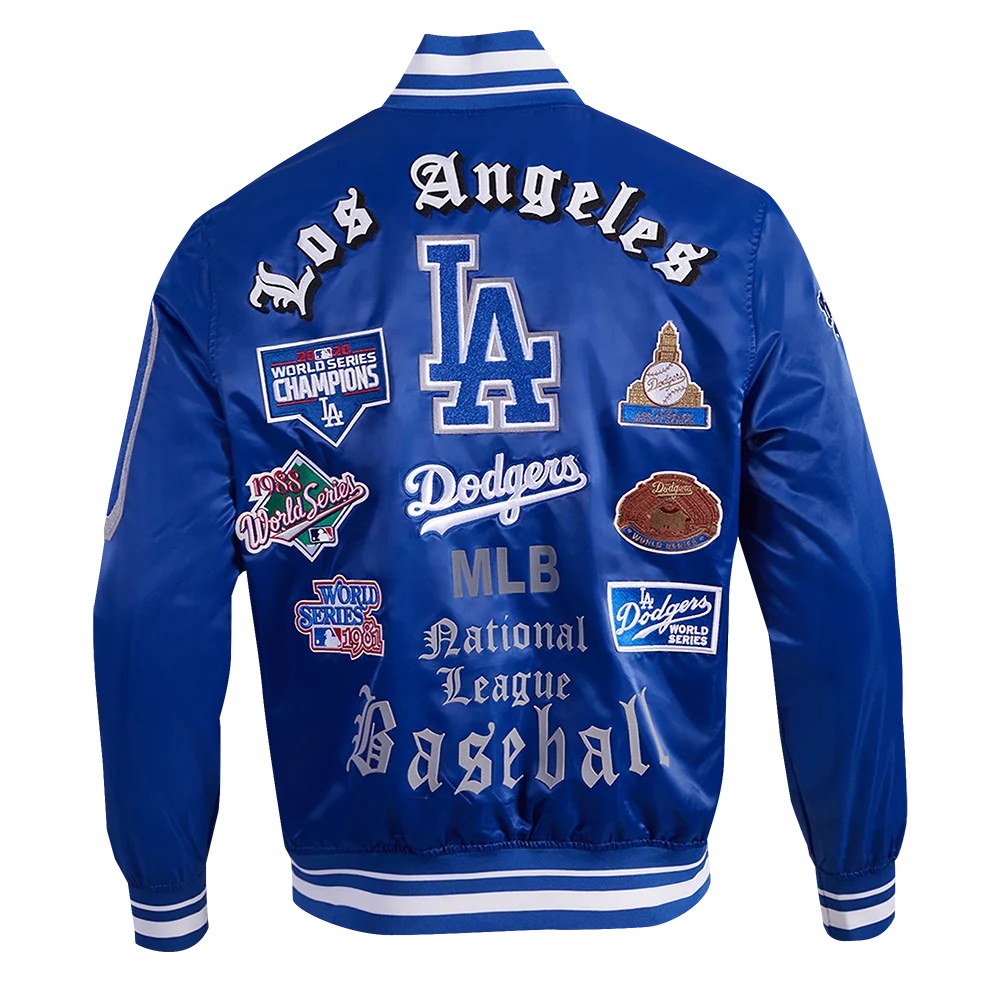 LOS ANGELES DODGERS OLD ENGLISH MEN'S RIB SATIN JACKET-thumbmail-2