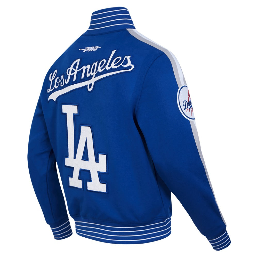 Back Right View of the LOS ANGELES DODGERS MEN'S JACKET PRO GAME DAY JACKET in blue