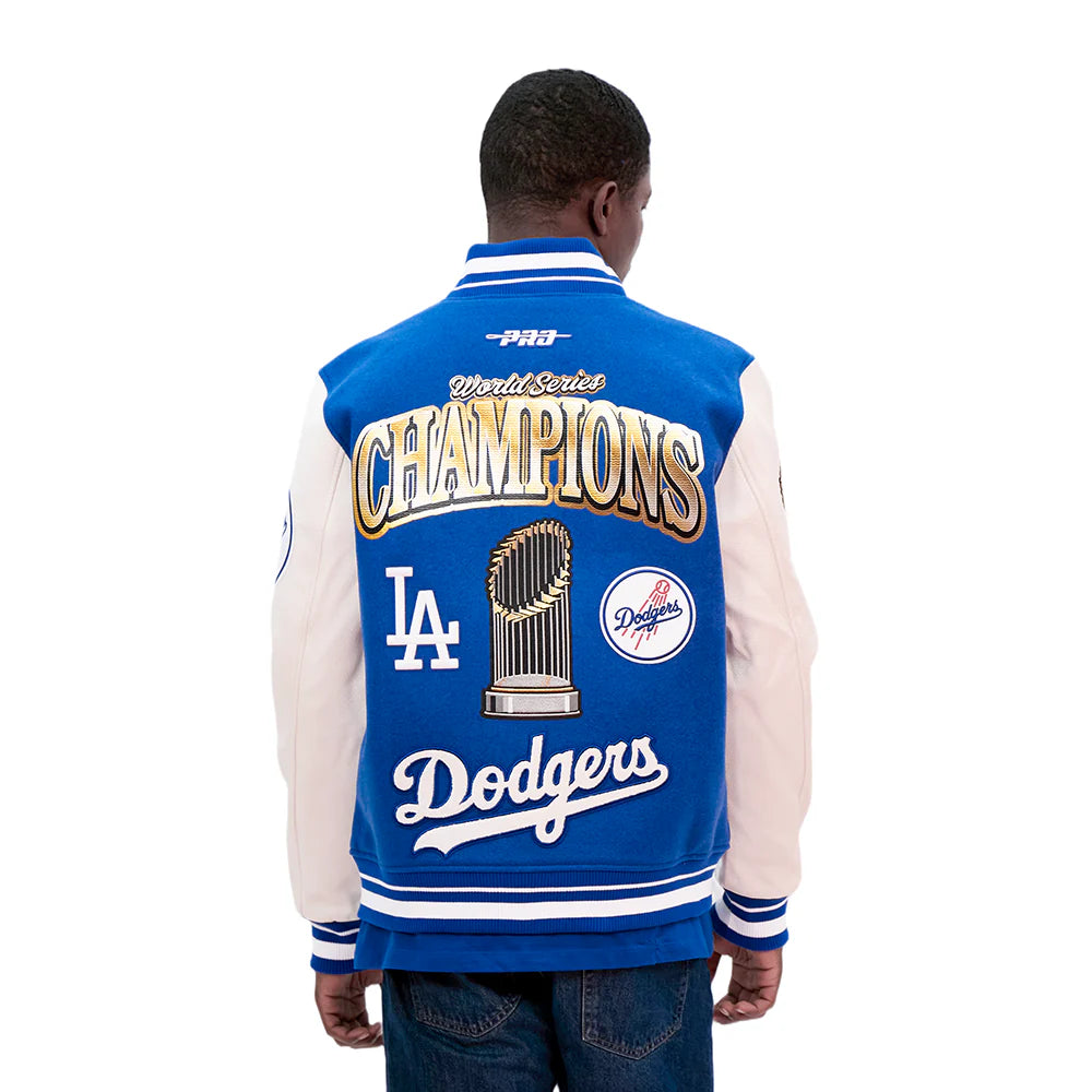 PRO STANDARD LOS ANGELES DODGERS MEN'S MLB WORLD SERIES 2025 RIB WOOL VARSITY JACKET