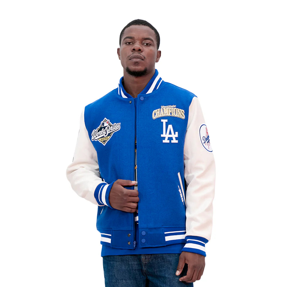 PRO STANDARD LOS ANGELES DODGERS MEN'S MLB WORLD SERIES 2025 RIB WOOL VARSITY JACKET