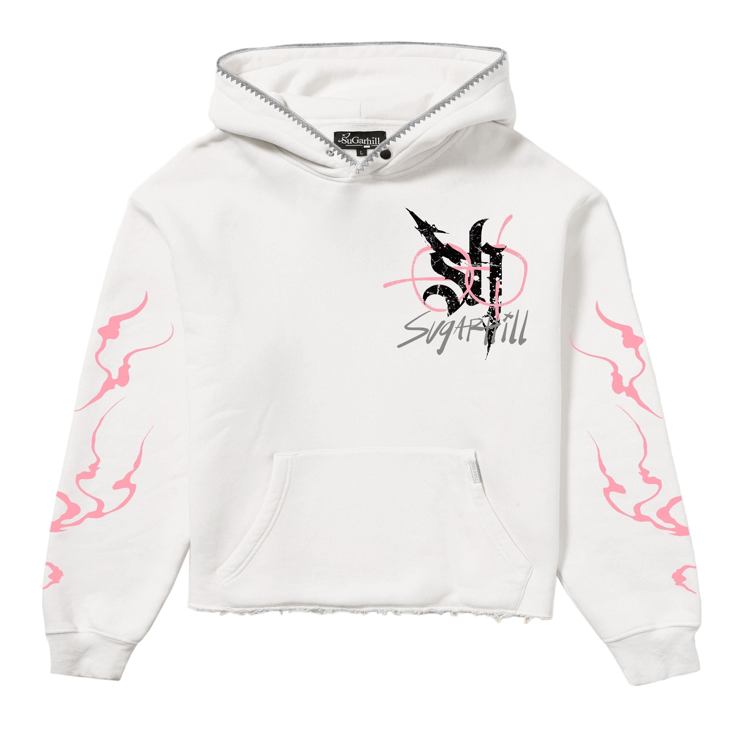 "BLADE" RAW HEM HOODIE (WHITE)