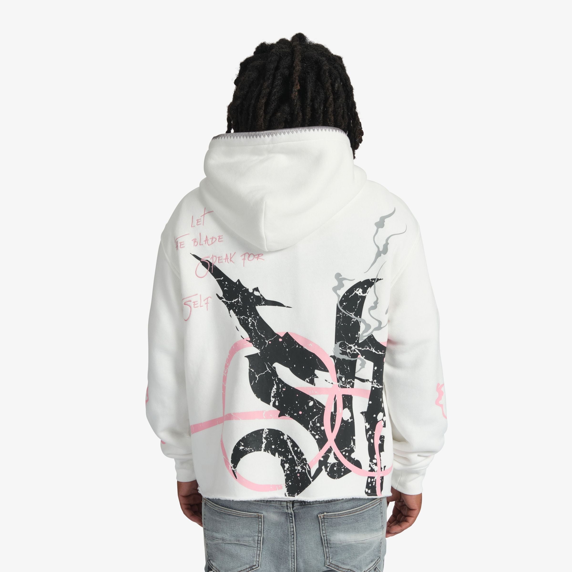 "BLADE" RAW HEM HOODIE (WHITE)-thumbmail-3