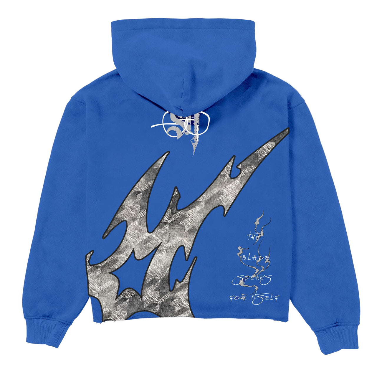 "KATANA" RAW HEM ZIP HOODIE (BLUE)