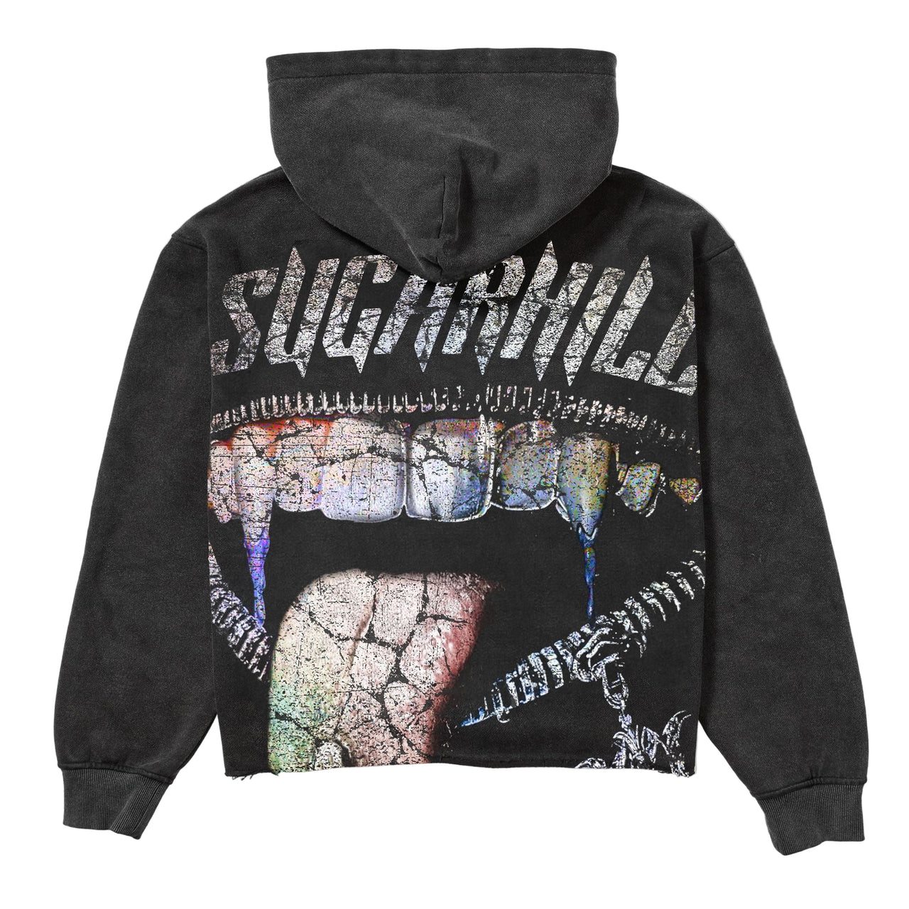 "VAMPIRIC" RAW HEM HOODIE (BLACK VINTAGE)