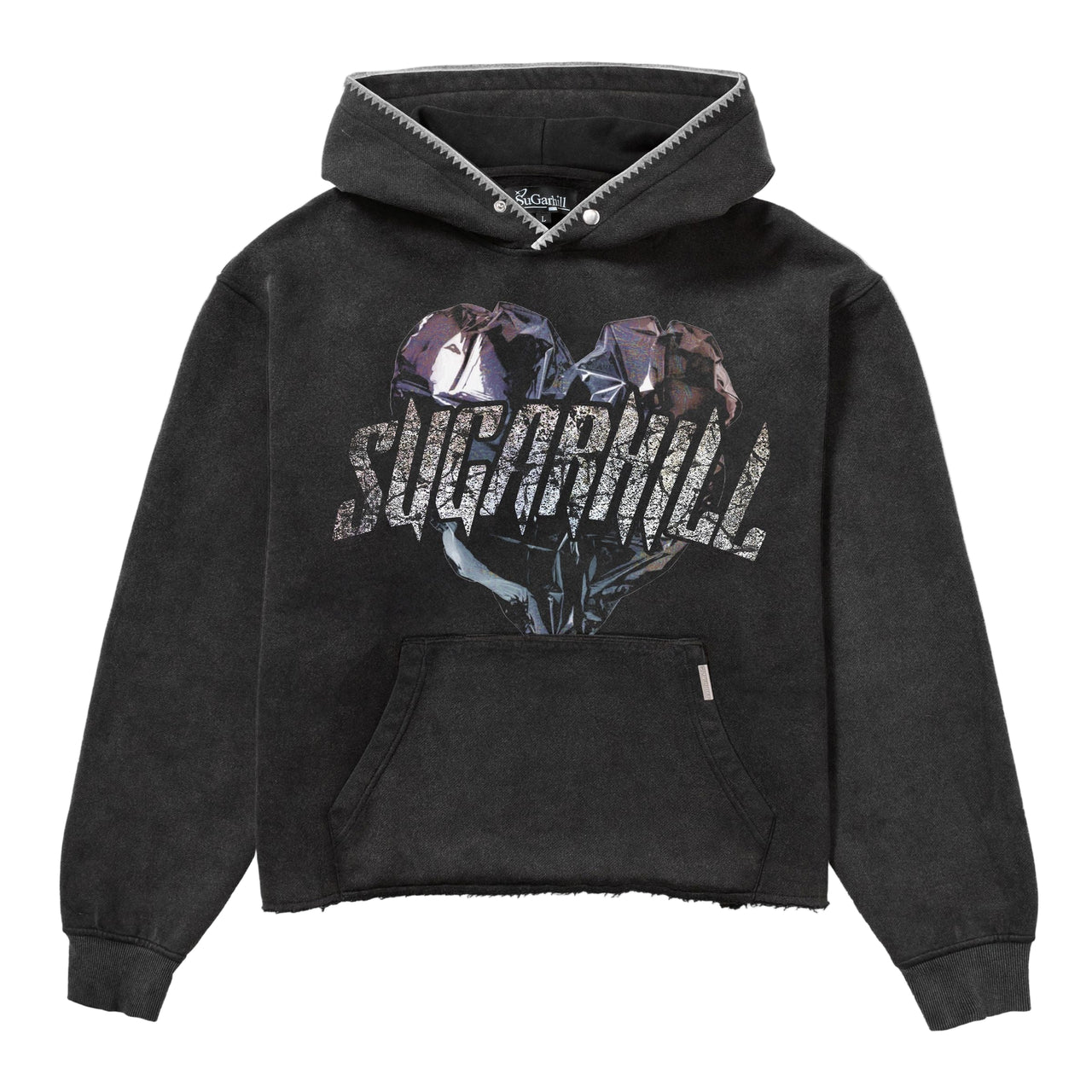 "VAMPIRIC" RAW HEM HOODIE (BLACK VINTAGE)