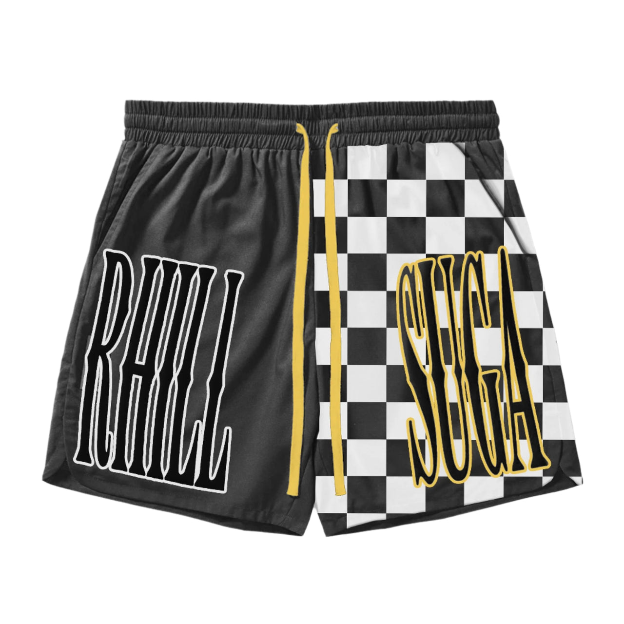 "LEWIS" POLYESTER SHORTS (BLACK/WHITE)