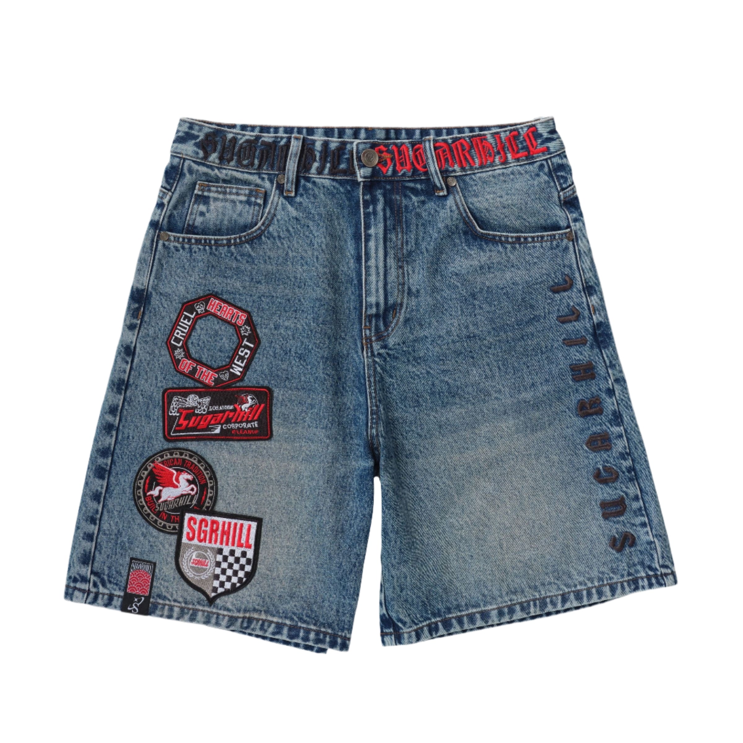 "CRUEL" DENIM SHORTS (DARK BLUE WASH)