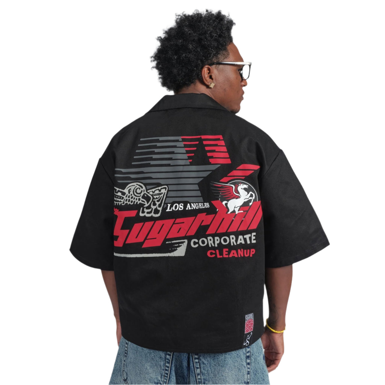 "CRUEL" BOX-FIT WORK SHIRT (BLACK)