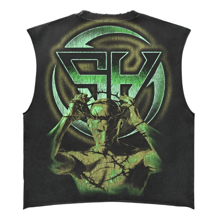 "PROMETHEUS" CUTOFF TEE (BLACK/LIME)