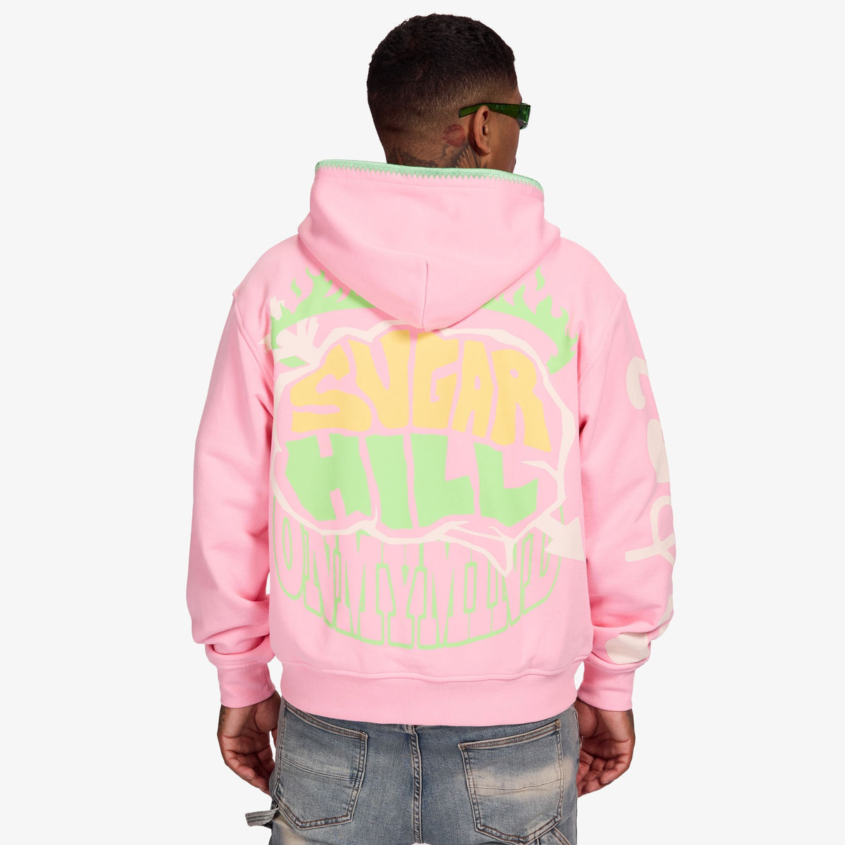 "MINDFUL" ZIP HOODIE (PINK)-thumbmail-4