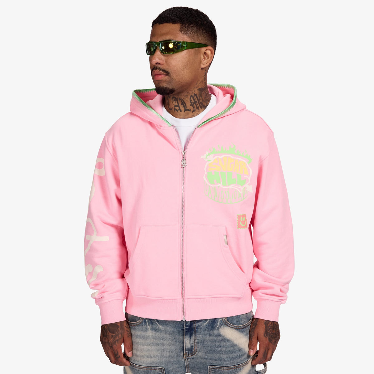 "MINDFUL" ZIP HOODIE (PINK)-thumbmail-3