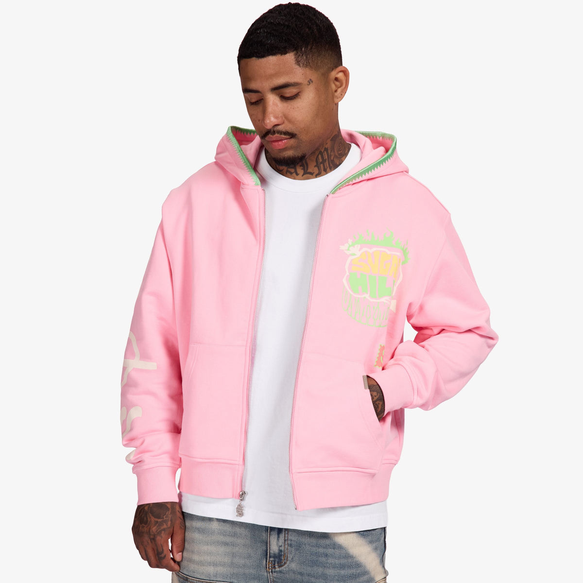 "MINDFUL" ZIP HOODIE (PINK)-thumbmail-6