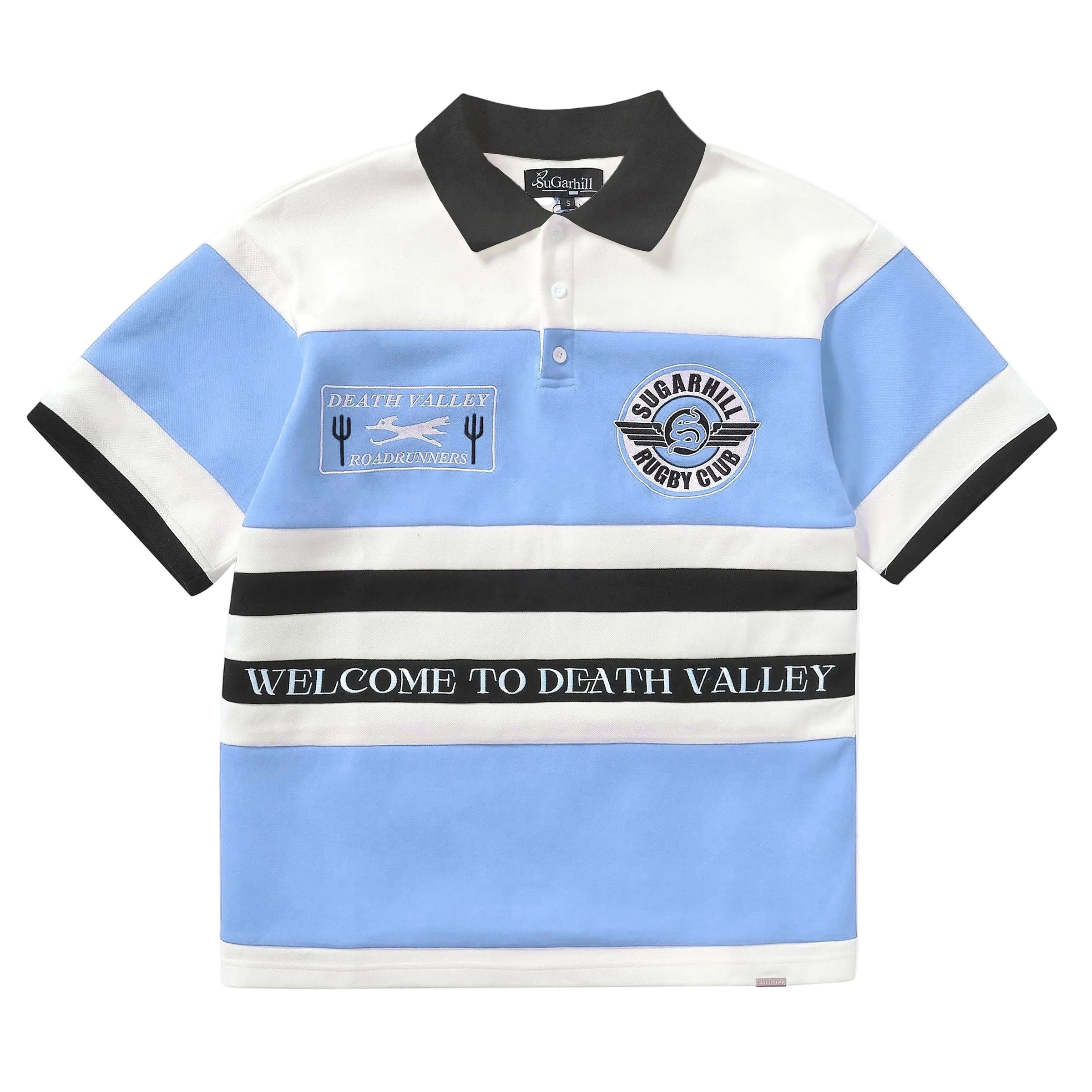 "ROADRUNNERS" BOX-FIT RUGBY POLO (BABY BLUE/WHITE)