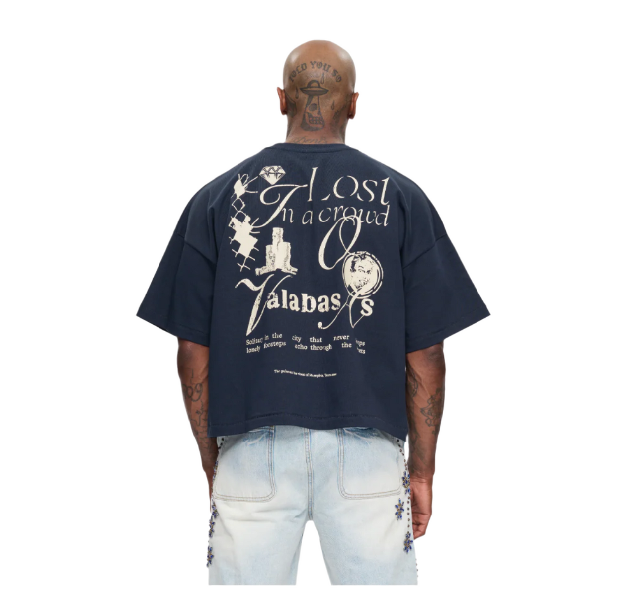 Never Sleep Cropped Tee Navy