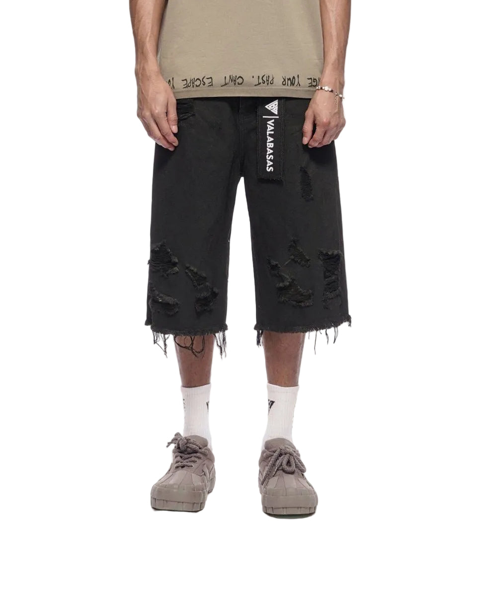 Snapped Black Washed Jorts