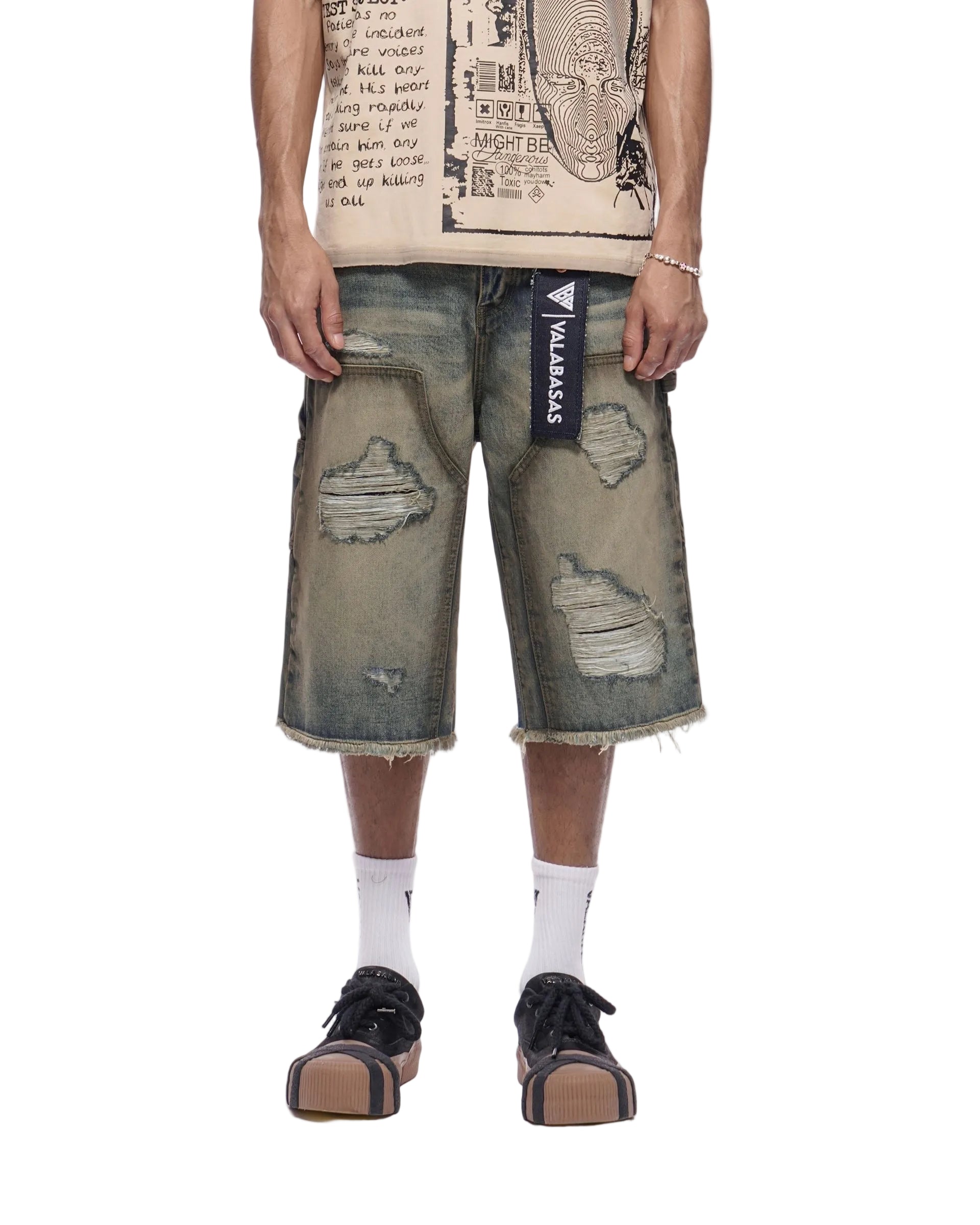Valabasas "REVOLT" BAGGY DENIM SHORTS