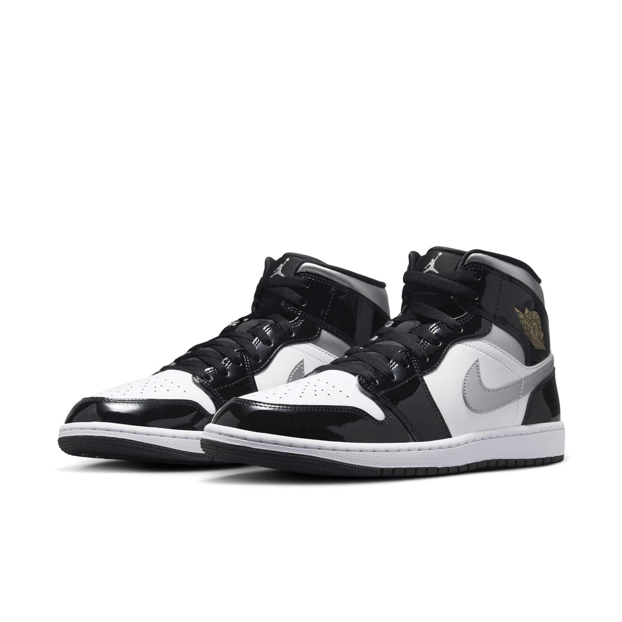 Air Jordan Footwear 8 / BLACK/METALLIC SILVER-WHITE Air Jordan 1 Mid SE