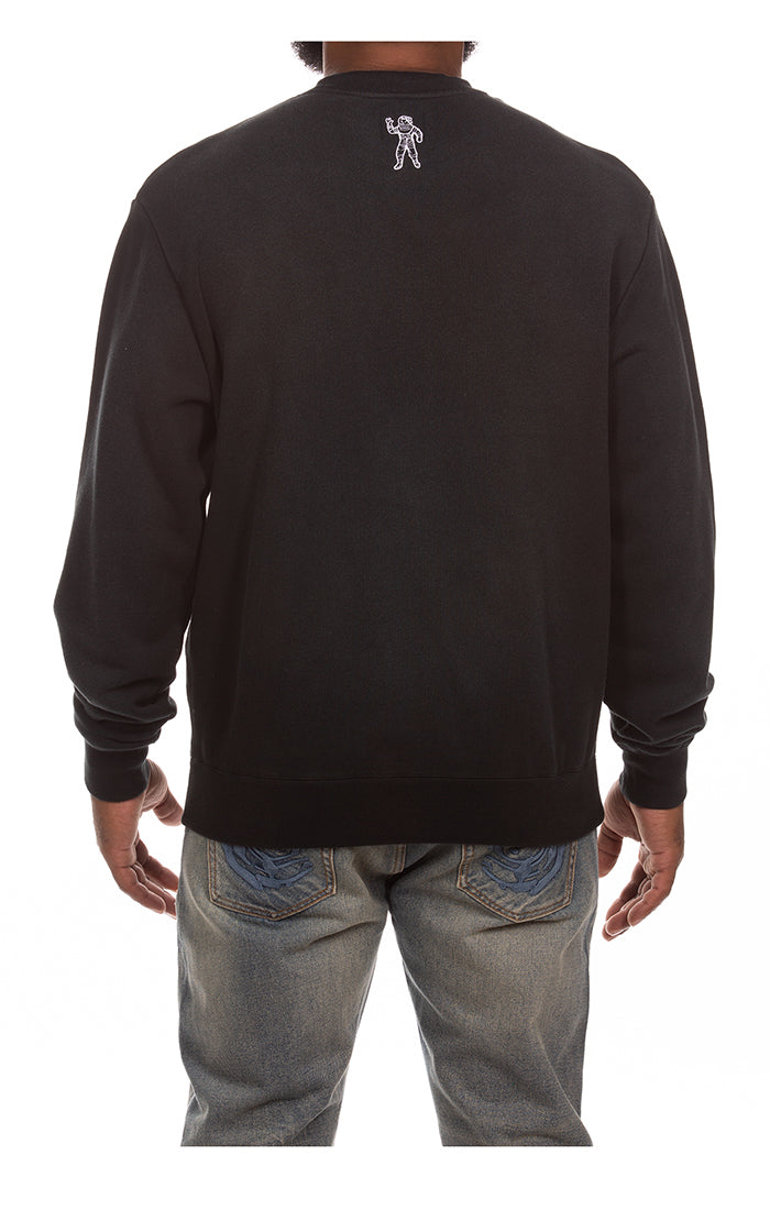 Back View of the Billionaire Boys Club BB Curve Faded Sweatshirt in Black