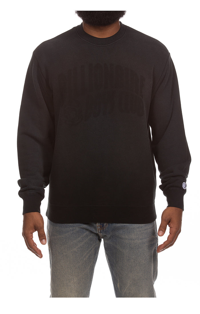 Front View of the Billionaire Boys Club BB Curve Faded Sweatshirt in Black