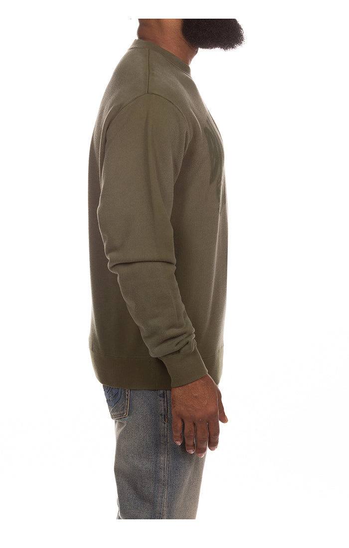 Right Side View of Billionaire Boys Club BB Curve Faded Sweatshirt in Cypress
