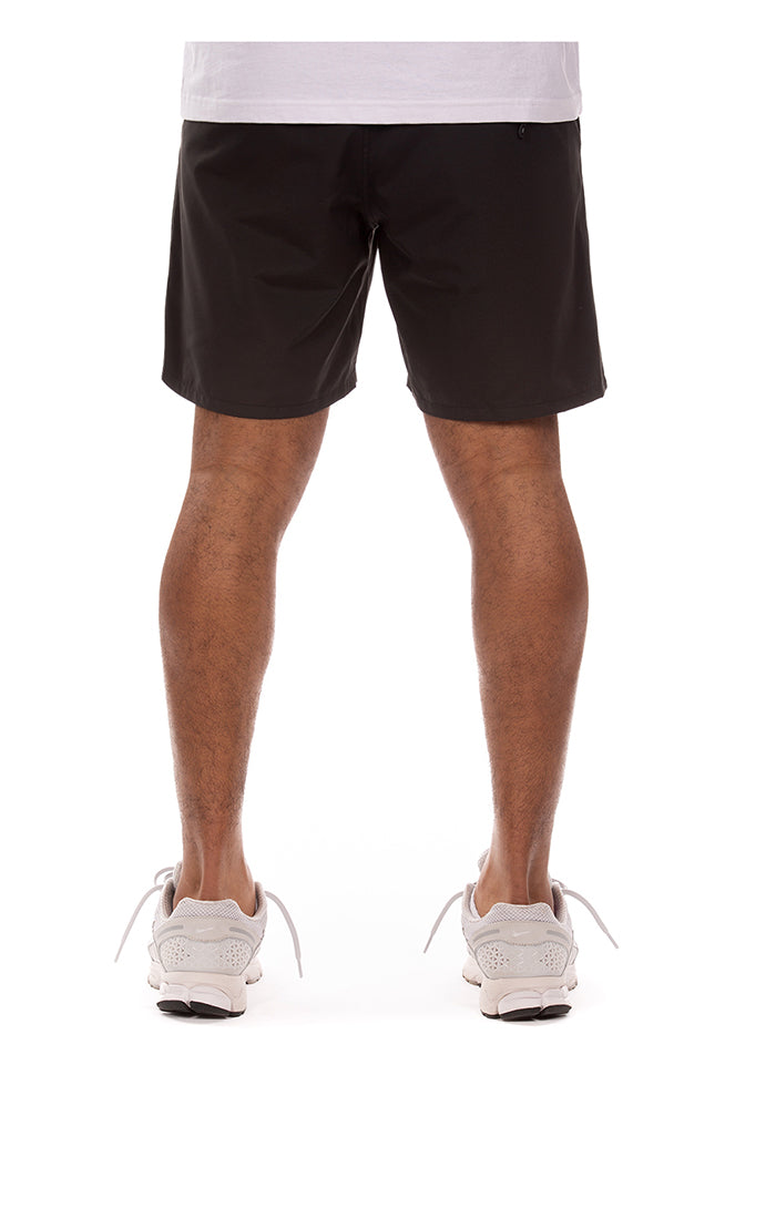 Back View of Billionaire Boys Club Curve Shorts in Black - Men's Shorts