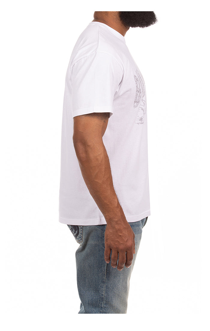 Right Side View of the Billionaire Boys Club Curve SS Knit in White