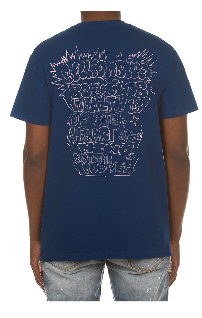 Back View of the Billionaire Boys Club BB Flyer SS Tee in Navy Peony