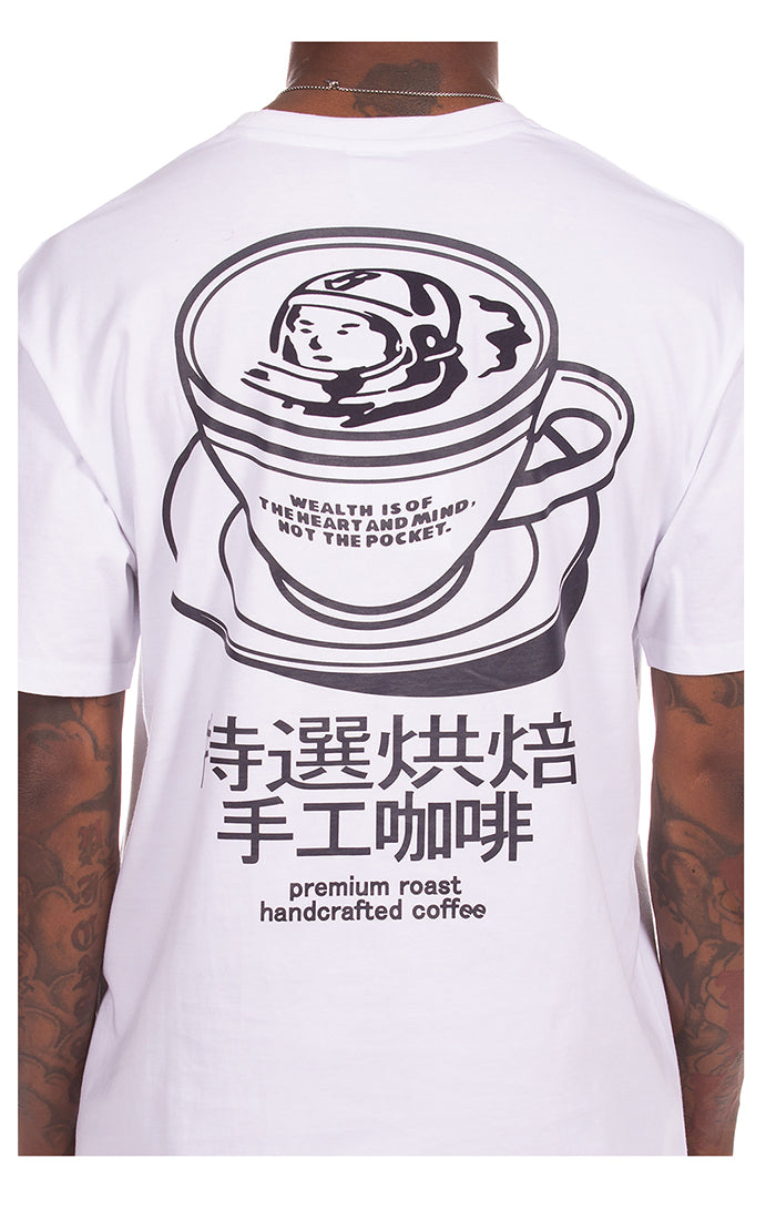 Close Up Back View of the Billionaire Boys Club Handcrafted SS Tee in White