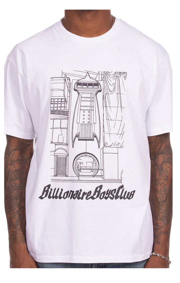 Front Close Up View of the Billionaire Boys Club Handcrafted SS Tee in White