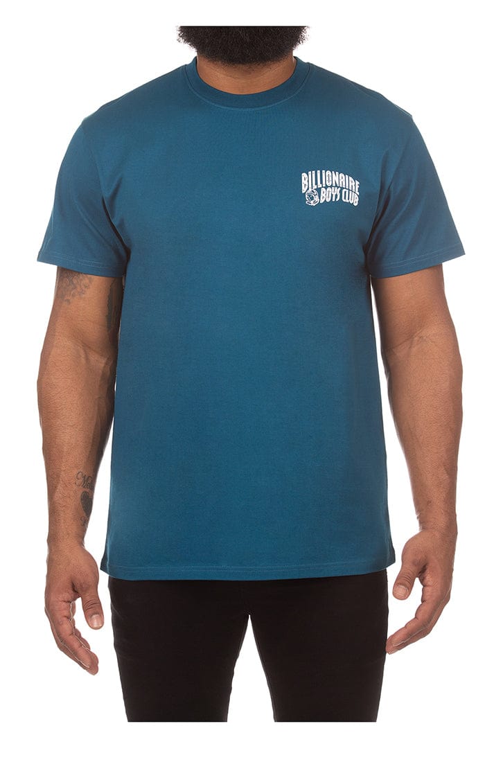 Front View of the Billionaire Boys Club BB Small Arch SS Knit in moroccan blue