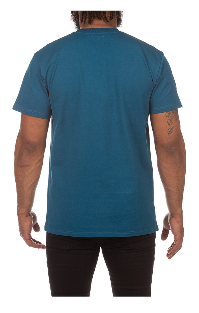 Back View of the Billionaire Boys Club BB Small Arch SS Knit in moroccan blue