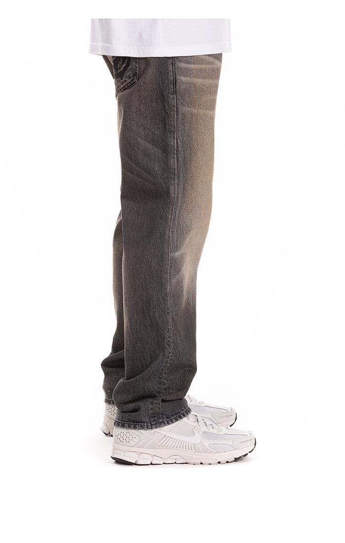 Right Side View of the Billionaire Boys Club BB Mercer Jeans (Heart Fit) in Quattro Black