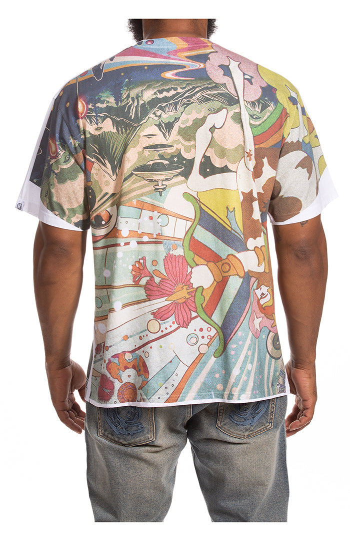 Back View of the Billionaire Boys Club BB News SS Knit (Oversize Fit) in White