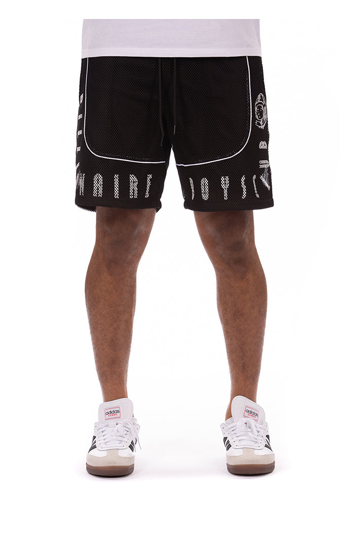 Front View of the Billionaire Boys Club Next Shorts in Black