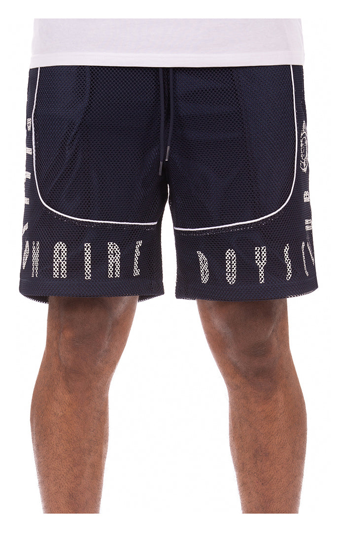 Close Up Front View of the Billionaire Boys Club Next Shorts in Navy Blazer