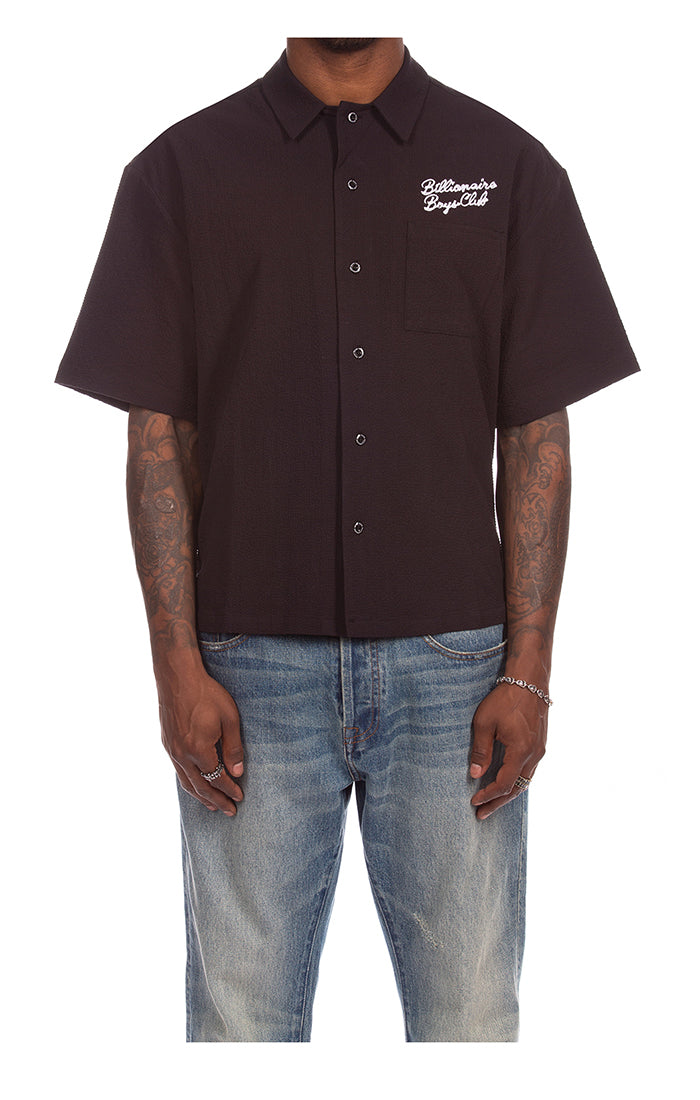 Front View of the Billionaire Boys Club Script SS Woven Shirt
