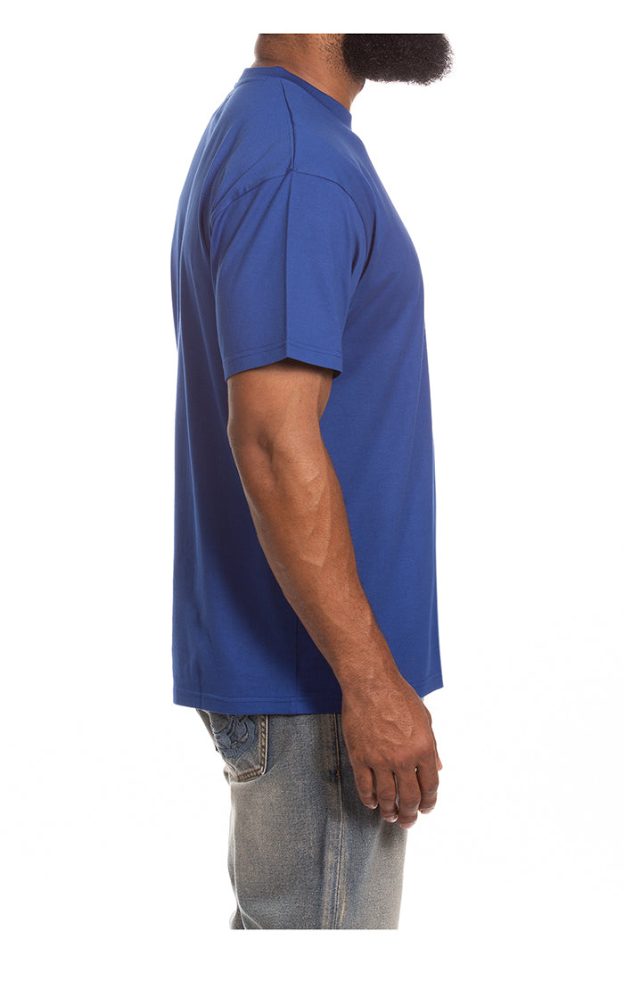 Right Side View of the Billionaire Boys Club BB Small Curve SS Knit in Sodalite Blue