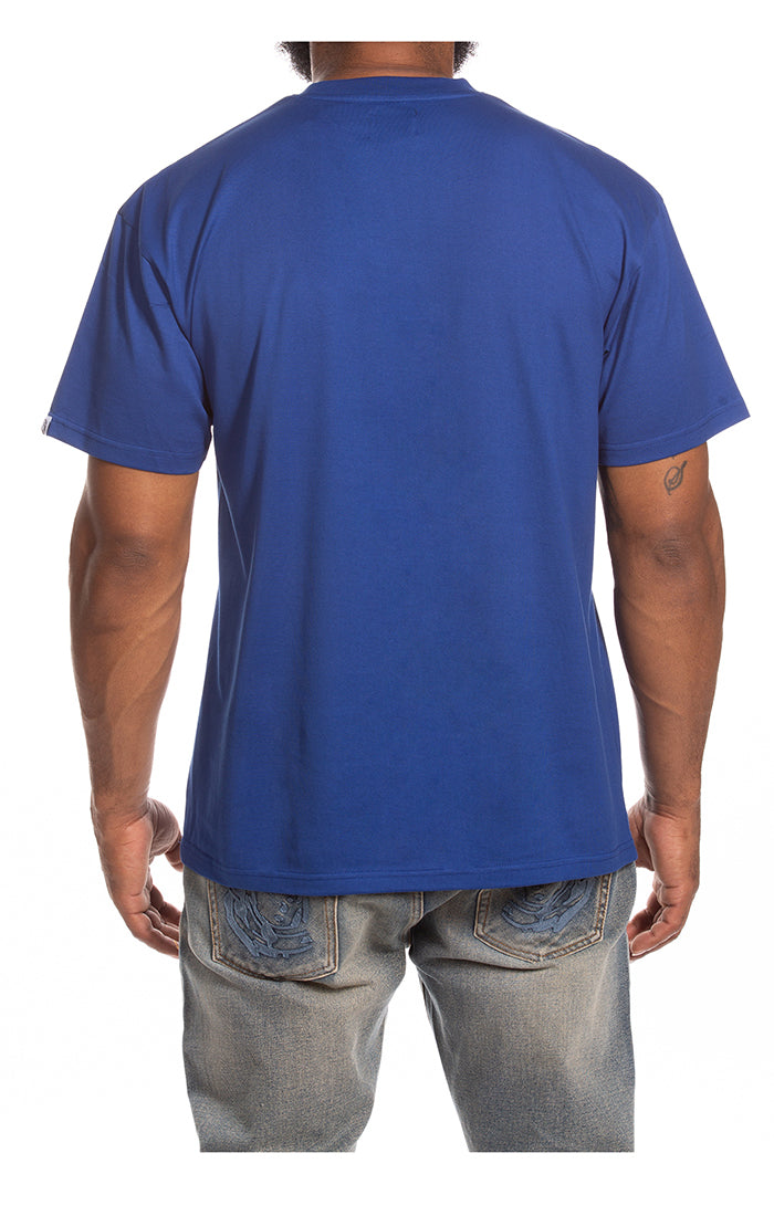 Back View of the Billionaire Boys Club BB Small Curve SS Knit in Sodalite Blue