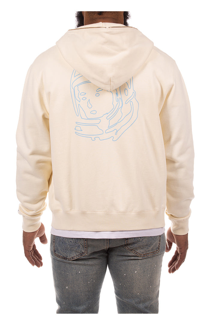 Back View of the Billionaire Boys Club BB Small Curve Zip Hoodie in winter white