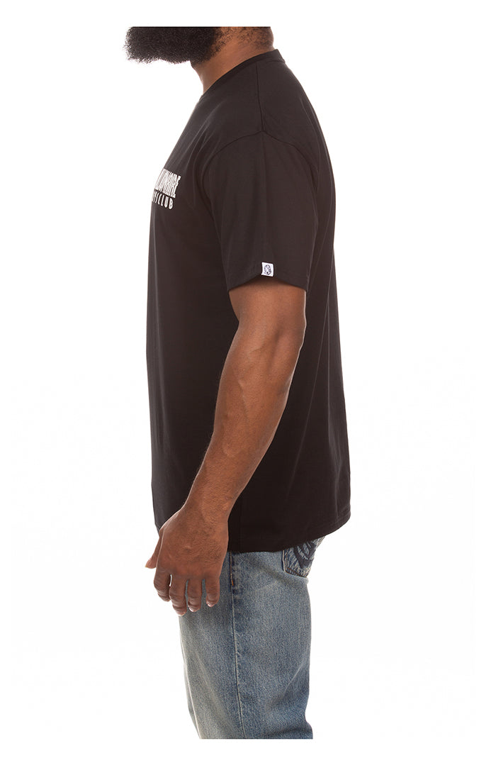 Left Side View of the Billionaire Boys Club Small Logo SS Knit T-Shirt