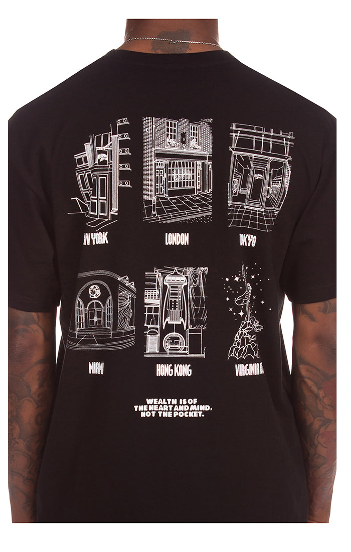 Back Close View of the Billionaire Boys Club Stores SS Tee in Black