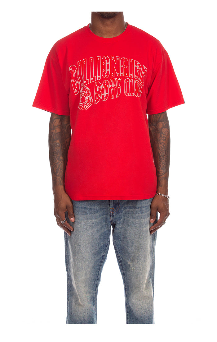 Front View of the Billionaire Boys Club Stores SS Tee in Red