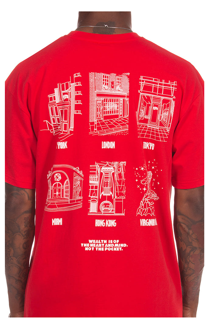 Back Close Up View of the Billionaire Boys Club Stores SS Tee in Red