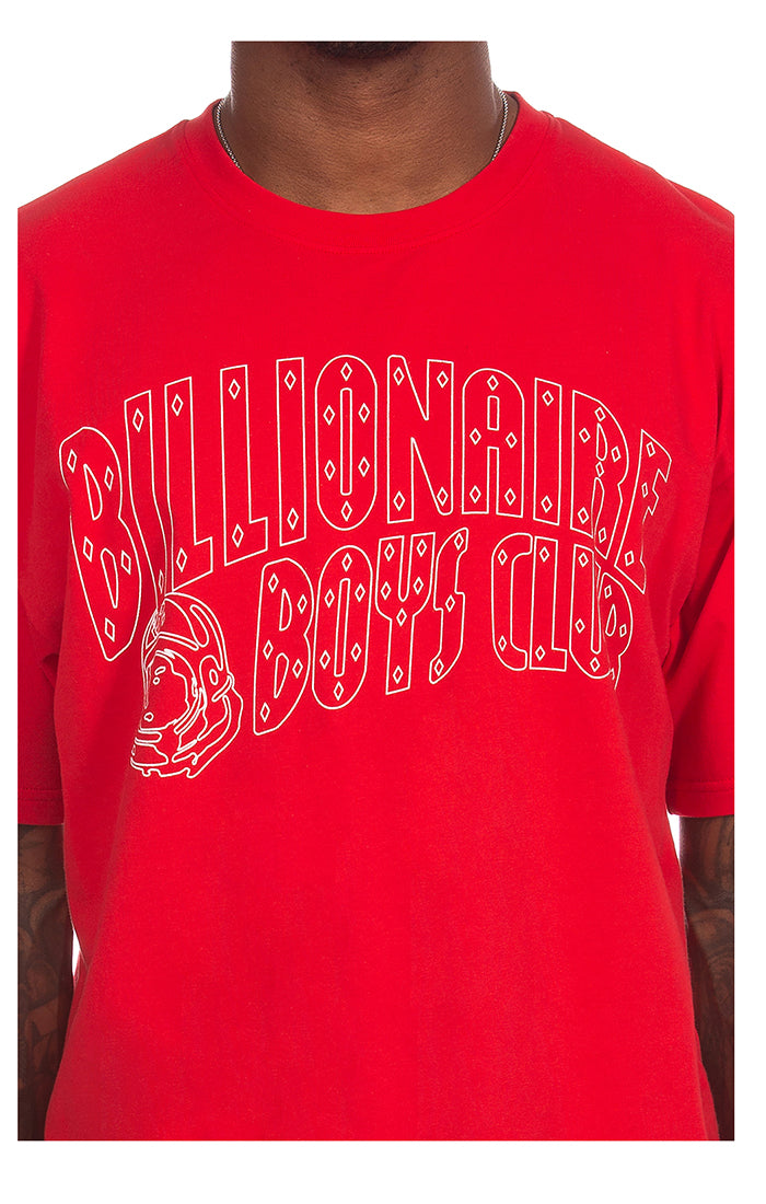 Front Close Up View of the Billionaire Boys Club Stores SS Tee in Red