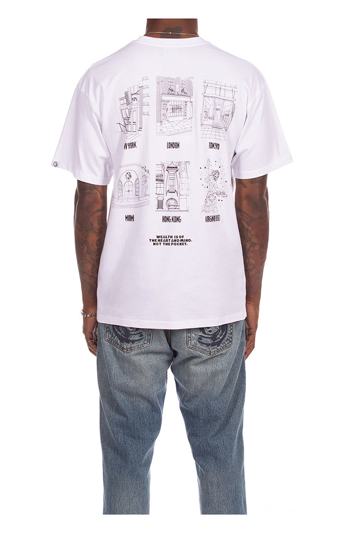 Back View of the Billionaire Boys Club Stores SS Tee in White