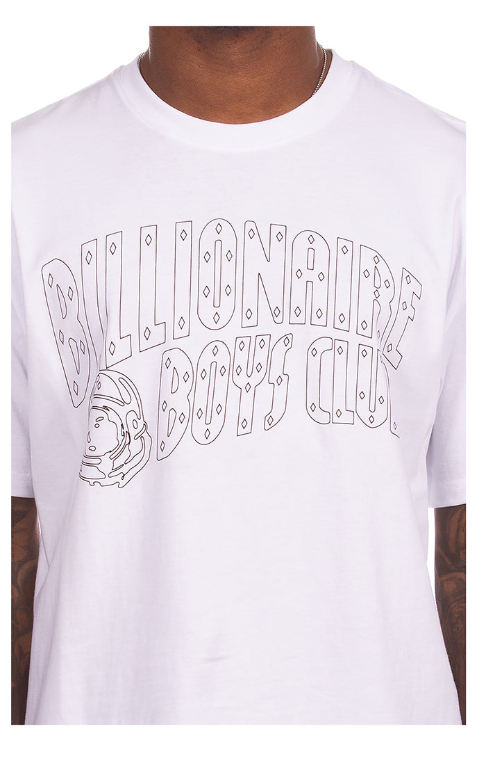 Front Close Up View of the Billionaire Boys Club Stores SS Tee in White