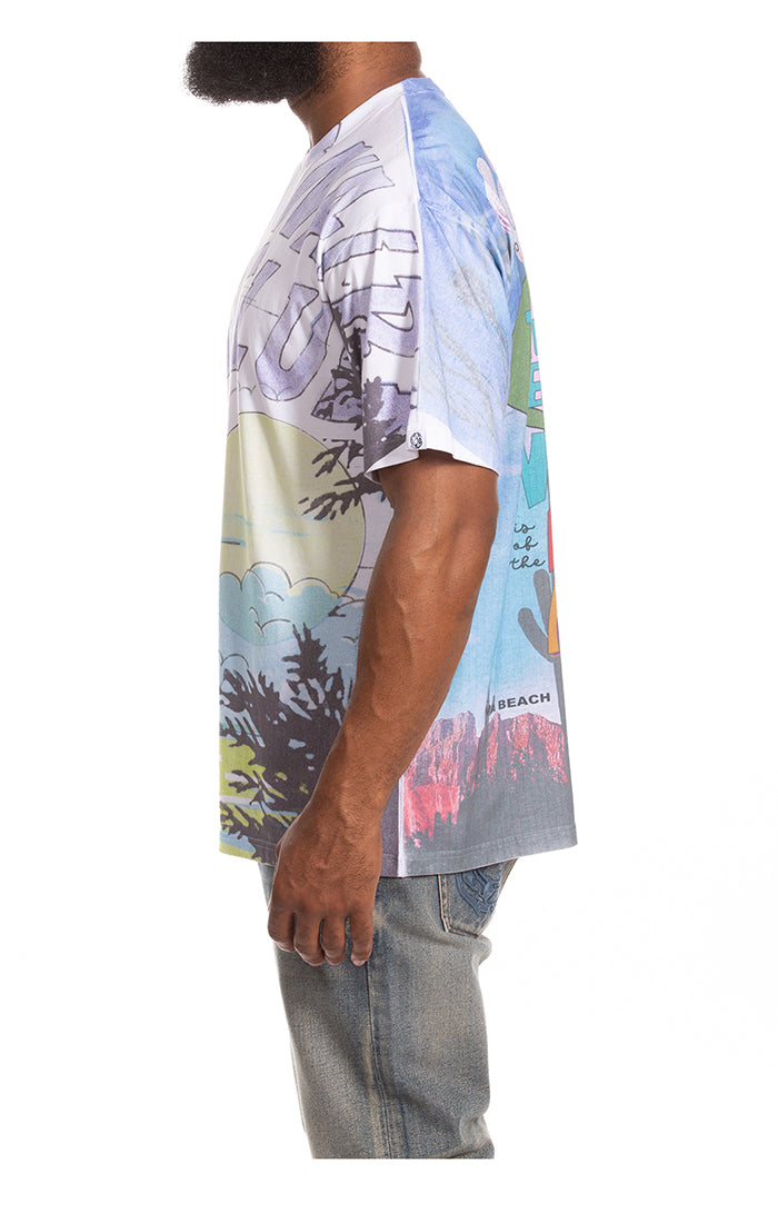 Left View of the Billionaire Boys Club BB Sunrise SS Knit (Oversize Fit) in White