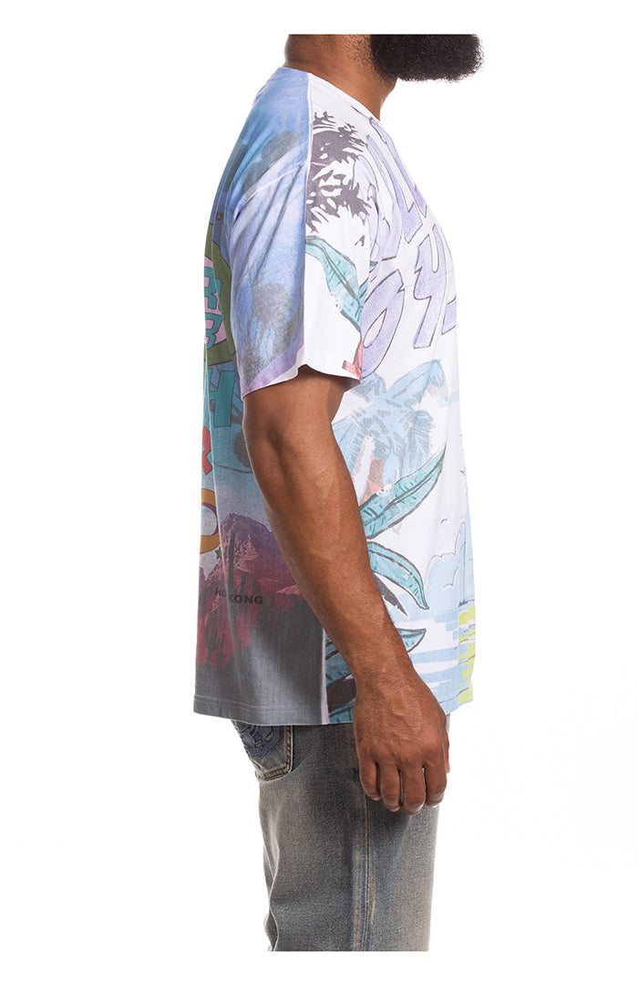 Right View of the Billionaire Boys Club BB Sunrise SS Knit (Oversize Fit) in White